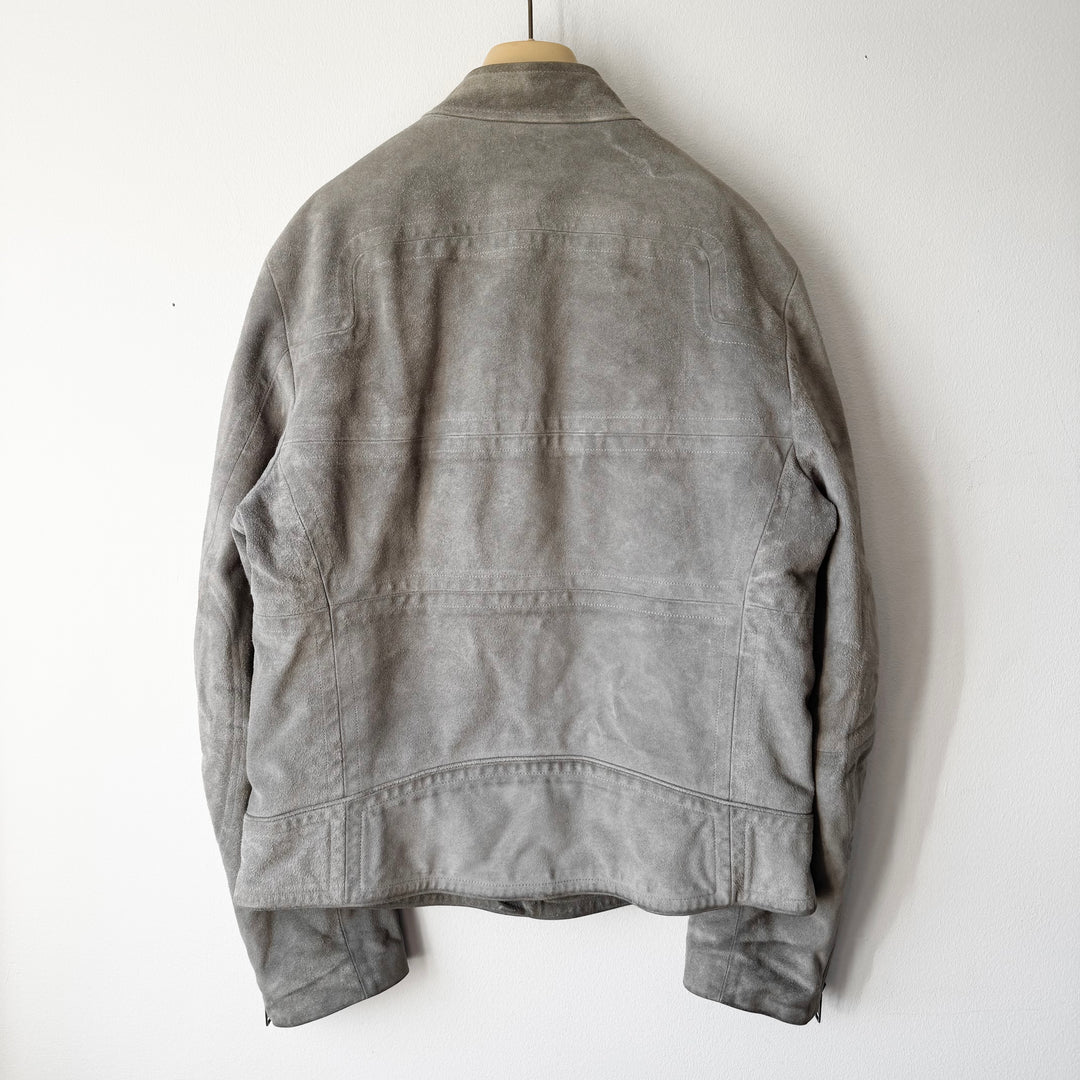 Gucci By Tom Ford FW2004 Grey Suede Moto Biker Leather Jacket