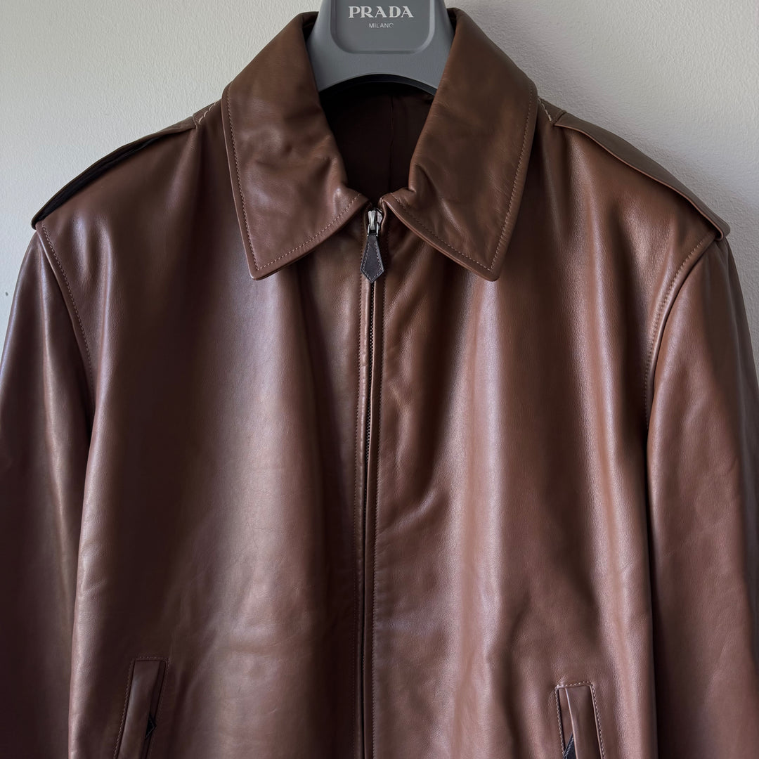 Hermes Cropped Calf Leather Blouson Jacket