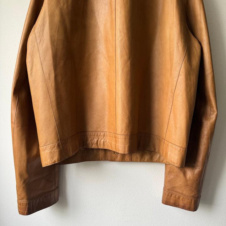 Prada SS2001 Tan Cropped Multipocket Blouson Leather Jacket