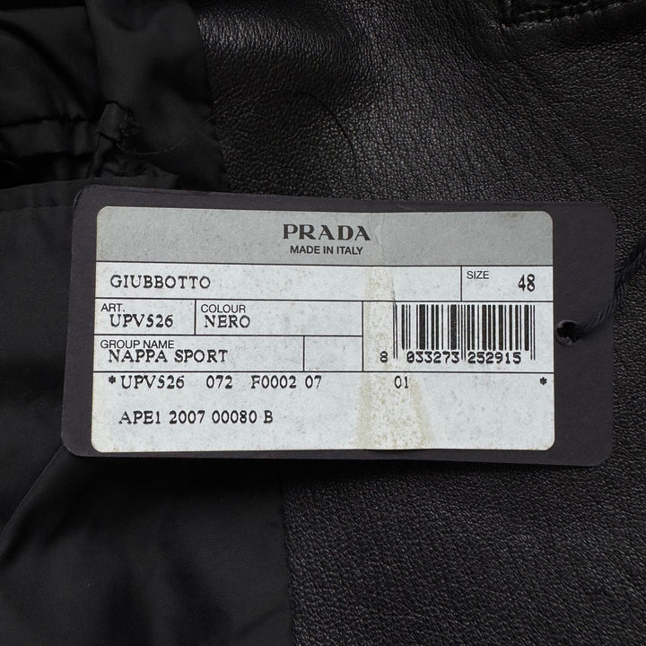 Prada FW2006 Black Lined Button-Up Leather Overcoat Jacket