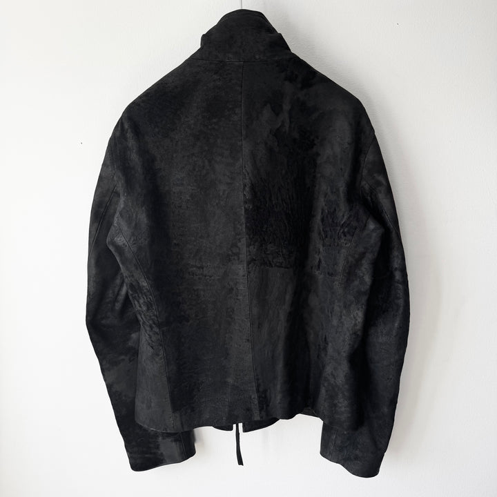 Ann Demeulemeester FW2002 Black Blistered Shaved Leather Jacket