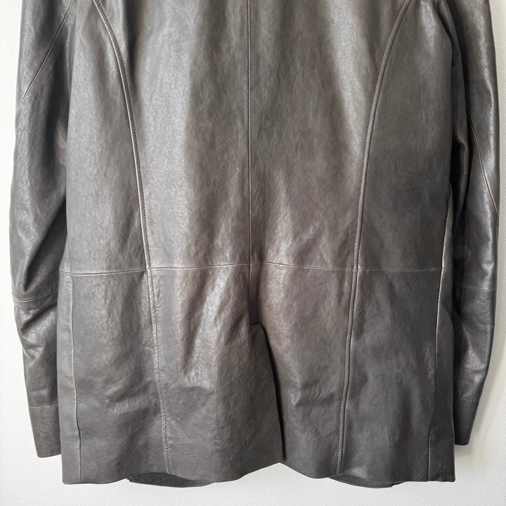 Ann Demeulemeester SS2013 Brown Double Breasted Fencing Leather Jacket