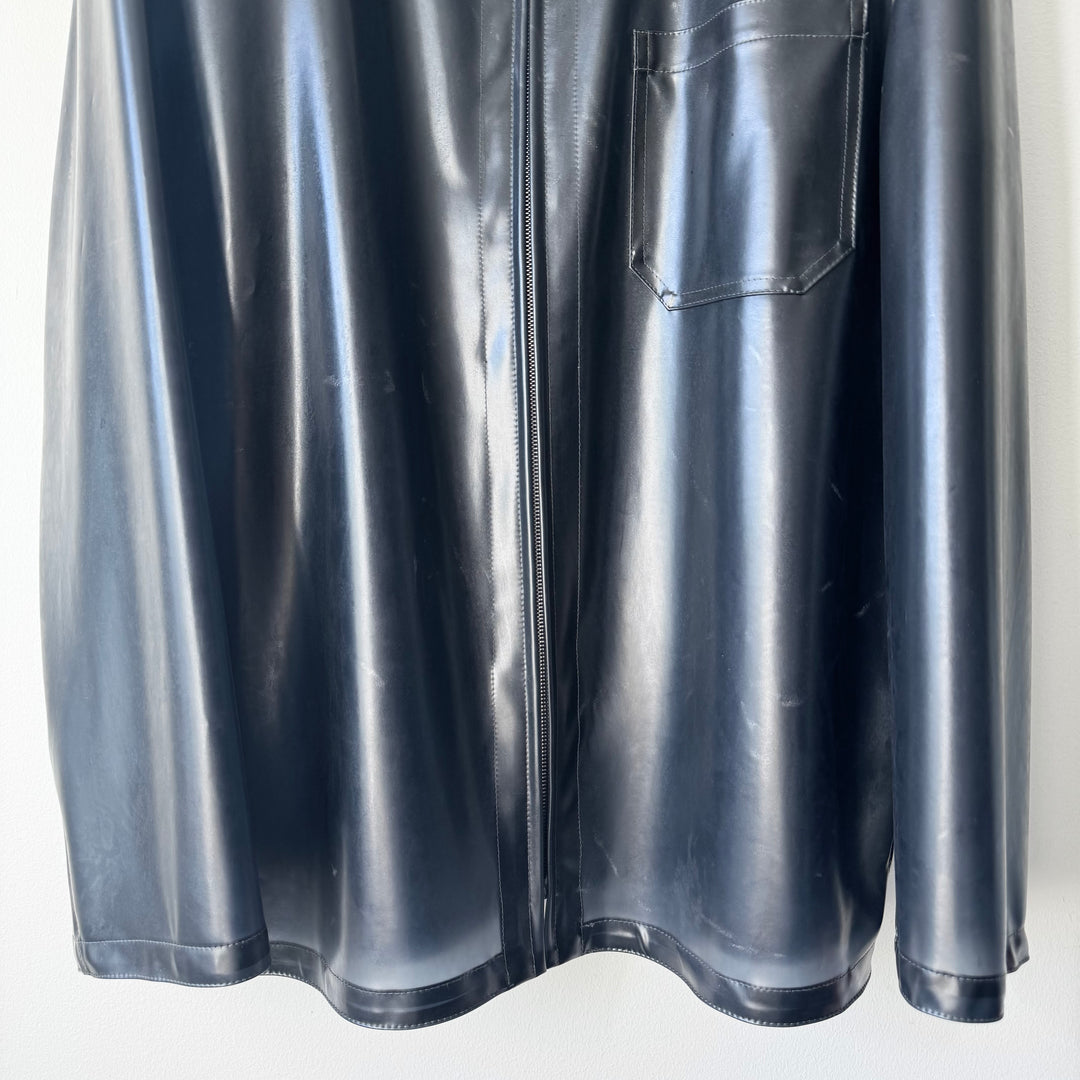 Hermes SS2000 Dark Navy Vinyl Zip-Up Overshirt Jacket