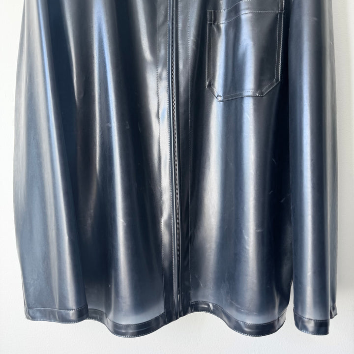 Hermes SS2000 Dark Navy Vinyl Zip-Up Overshirt Jacket