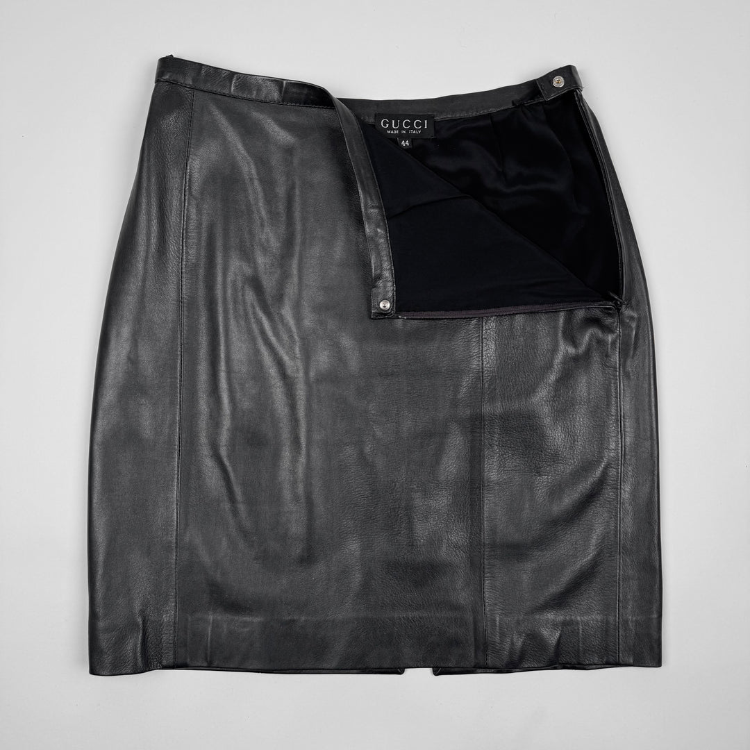 Gucci By Tom Ford FW1997 Black Lamb Leather Short Skirt