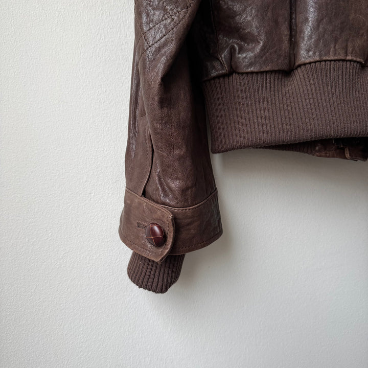 Dolce & Gabbana FW2005 Brown/Black Double Layered Military Bomber Lamb Leather Jacket