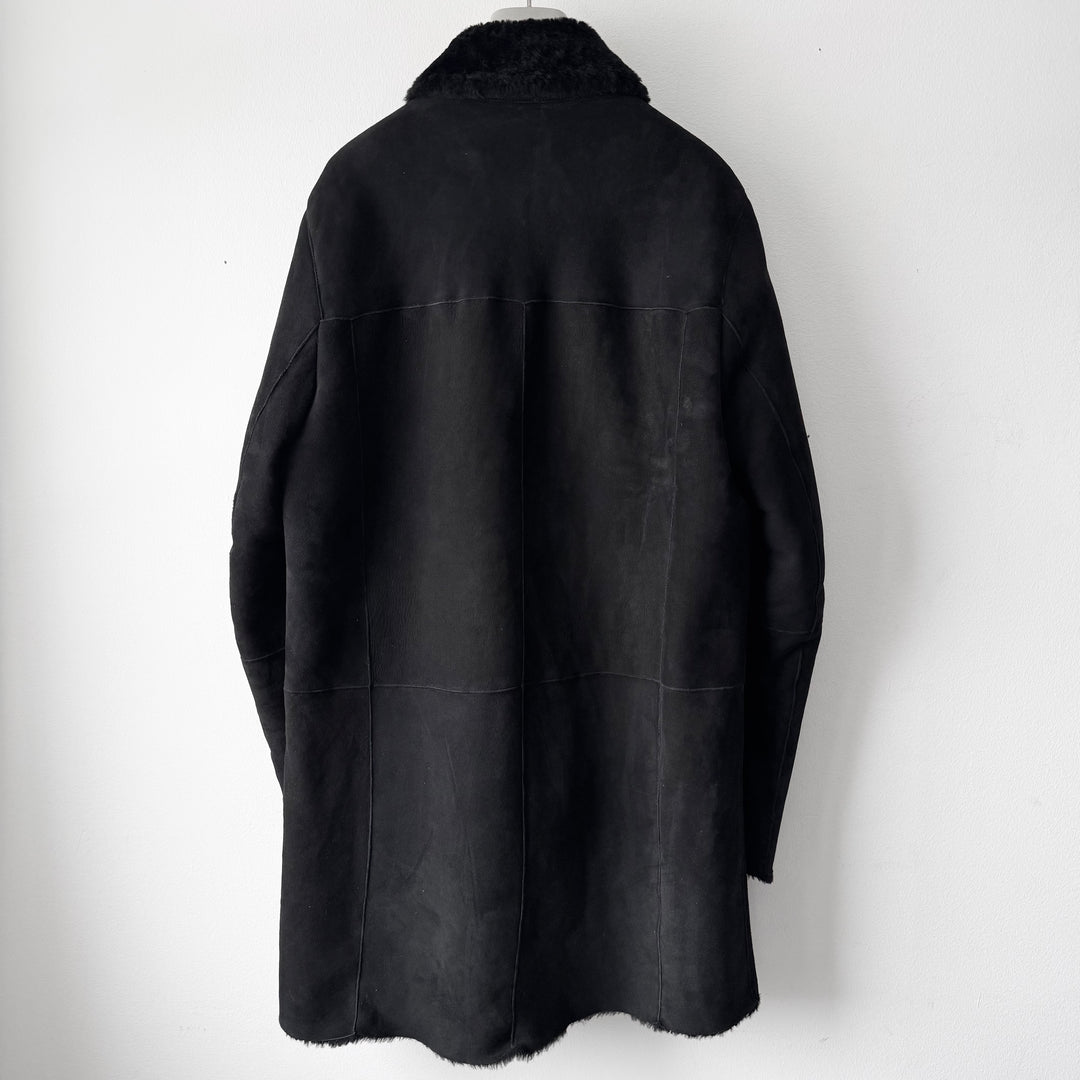 Prada FW2011 Black Sheep Shearling Leather Short Car Coat