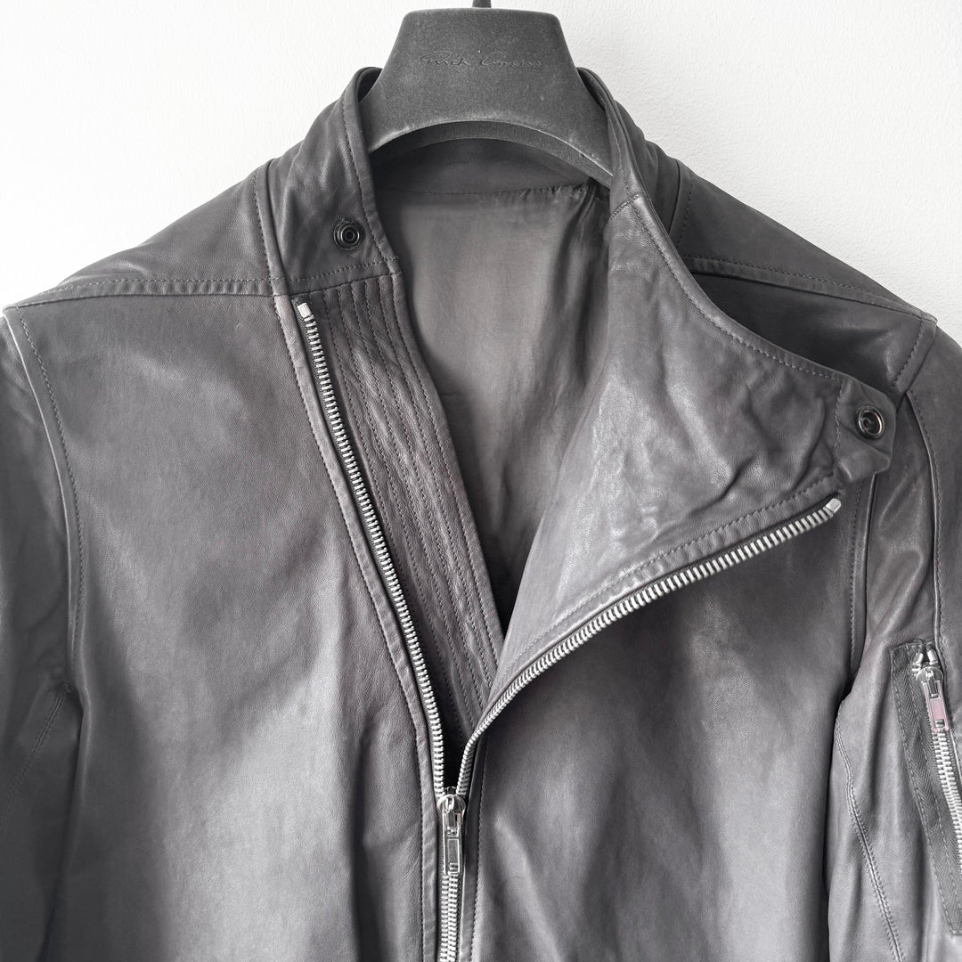 Rick Owens SS2010 Dark Shadow Gray Globa Back-Zip Lamb Leather Jacket