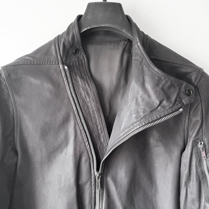 Rick Owens SS2010 Dark Shadow Gray Globa Back-Zip Lamb Leather Jacket
