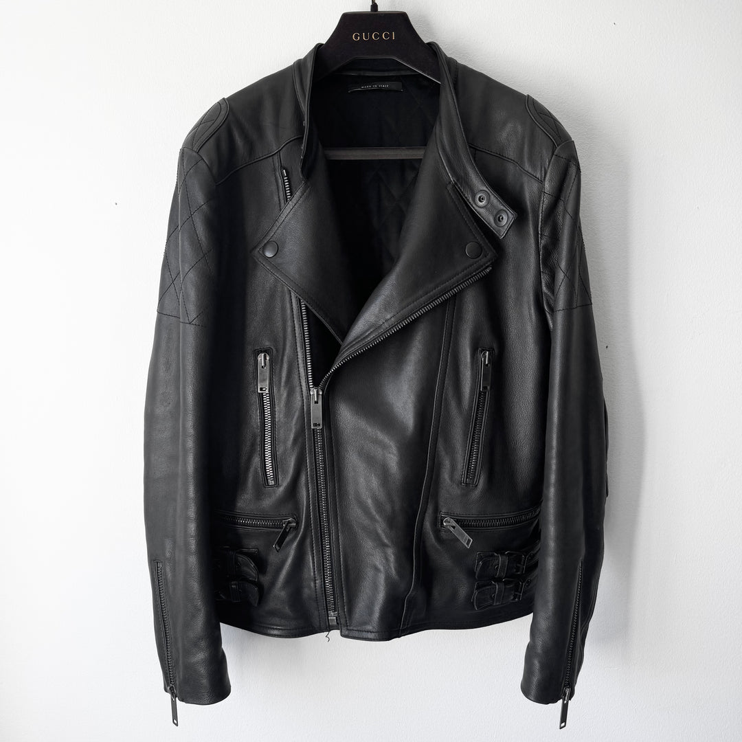 Gucci FW2006 Black Lamb Leather Biker Moto Jacket
