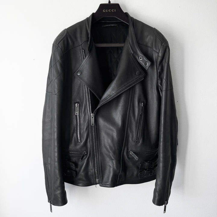 Gucci FW2006 Black Lamb Leather Biker Moto Jacket