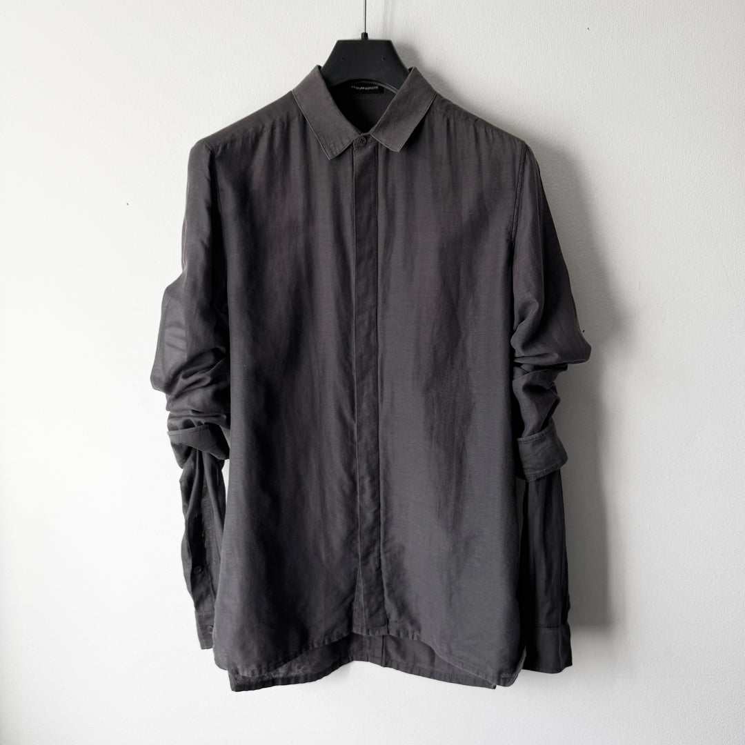Kris Van Assche 2000s Gray Cotton Double Sleeve Button-Up Shirt