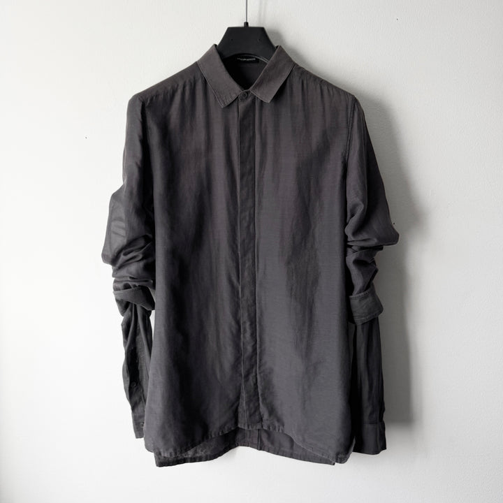 Kris Van Assche 2000s Gray Cotton Double Sleeve Button-Up Shirt