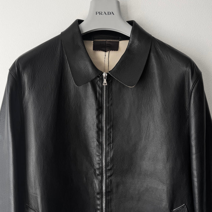 Prada FW2000 Black/White Zip Blouson Leather Jacket