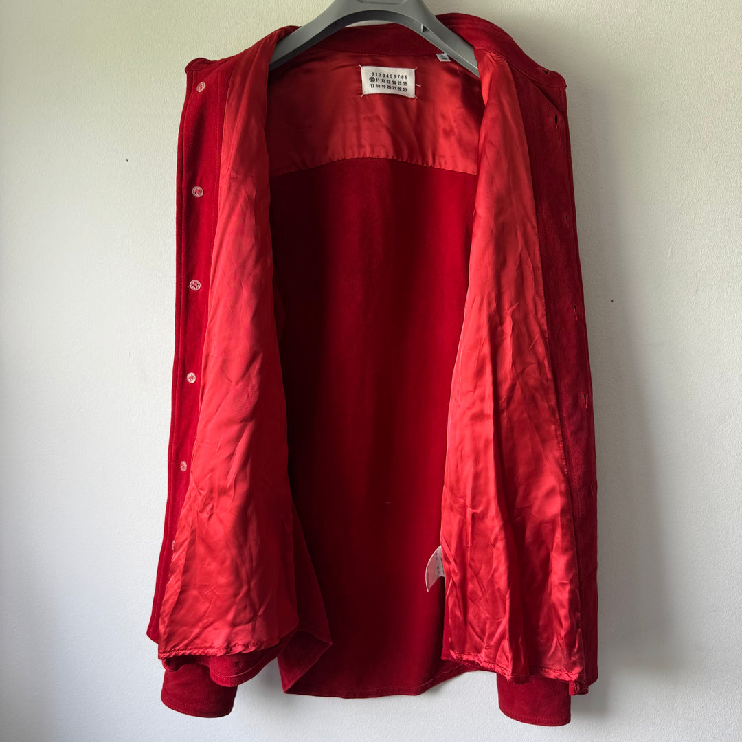 SS2008 Martin Margiela Red Multipocket Deer Suede Leather Overshirt Jacket