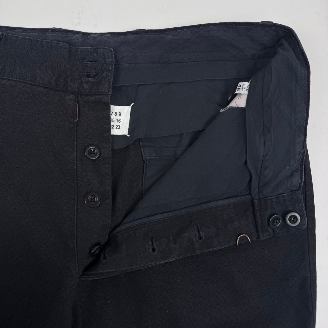 SS2004 Martin Margiela Navy Cotton Checkered Relaxed Straight Pants