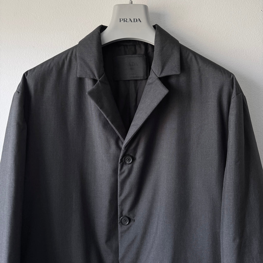 Prada FW1998 Anthracite Insulated Padded Silk Short Coat Jacket
