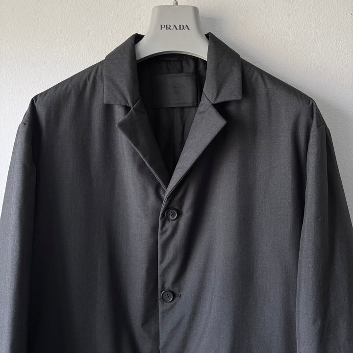 Prada FW1998 Anthracite Insulated Padded Silk Short Coat Jacket