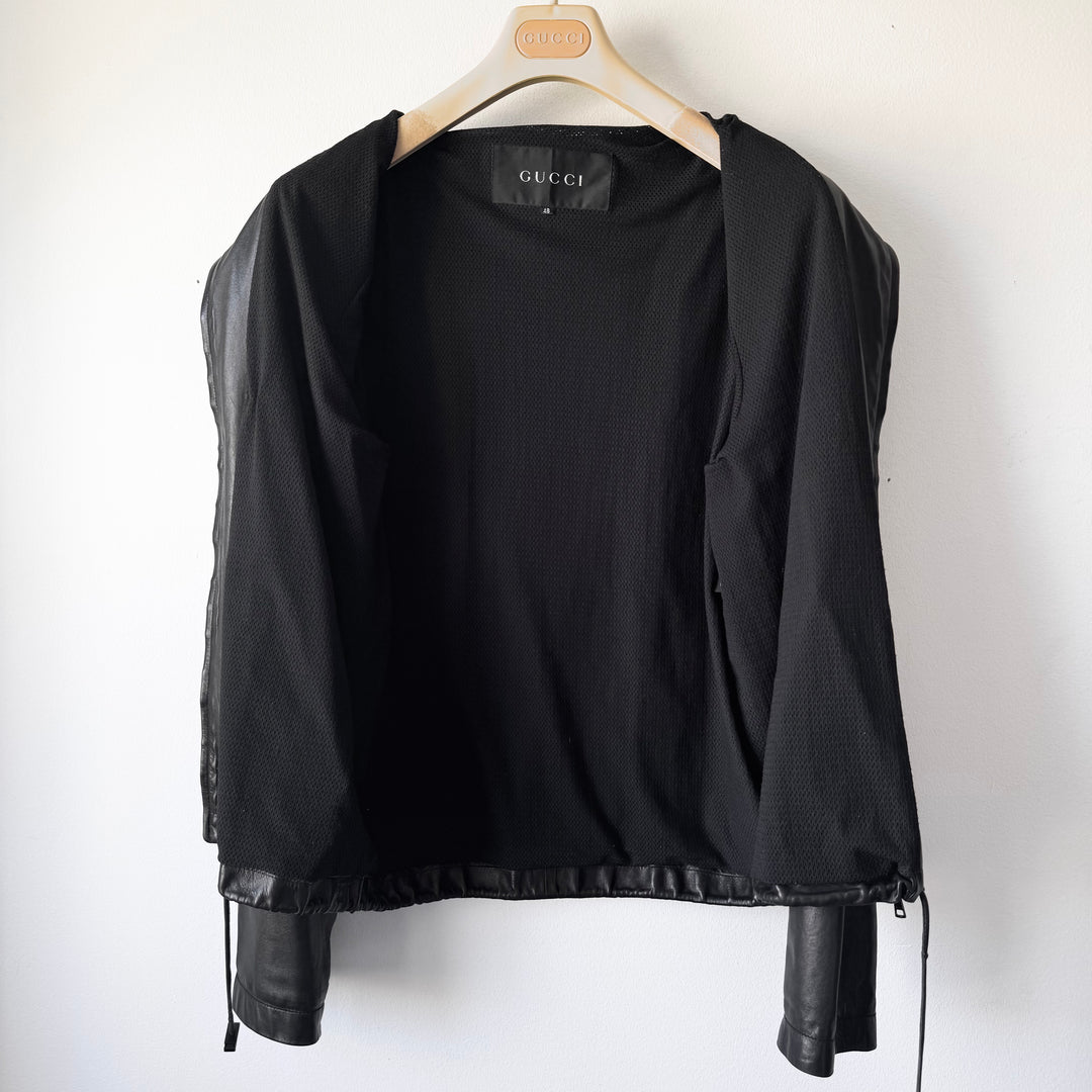 Gucci By Tom Ford SS1999 Black Cropped Lamb Leather Blouson Jacket