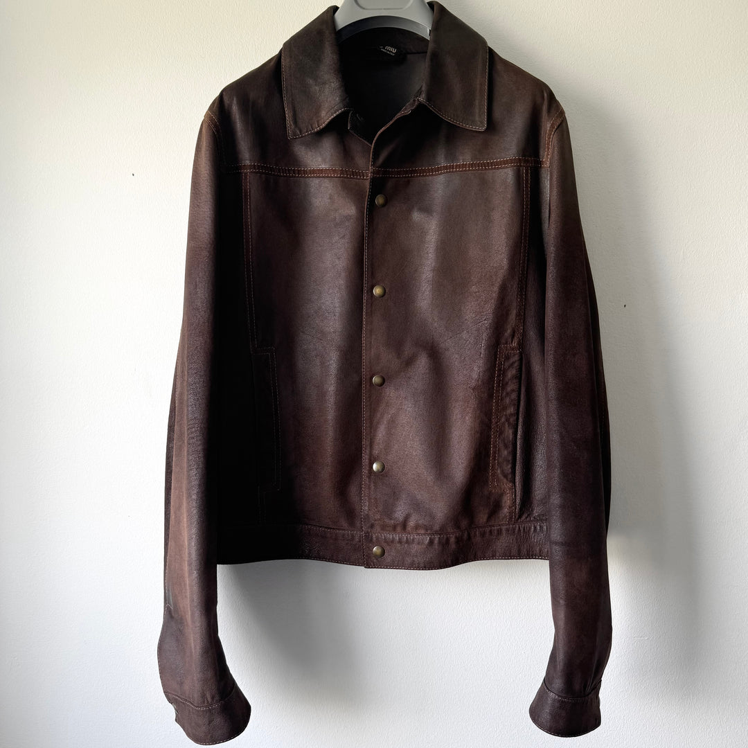 Miu Miu 2000’s Vintage Effect Suede Cropped Leather Blouson