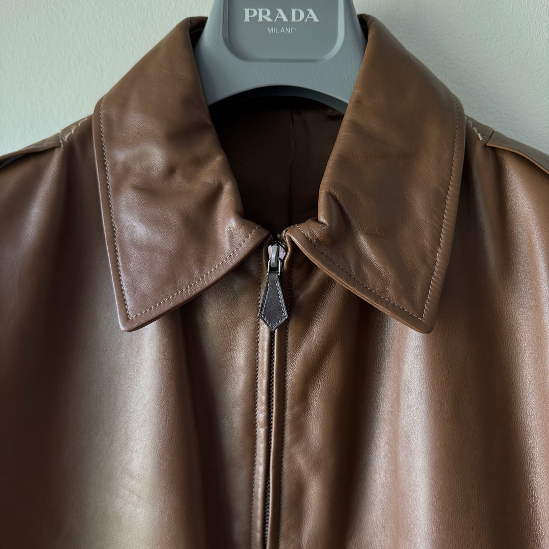 Hermes Cropped Calf Leather Blouson Jacket