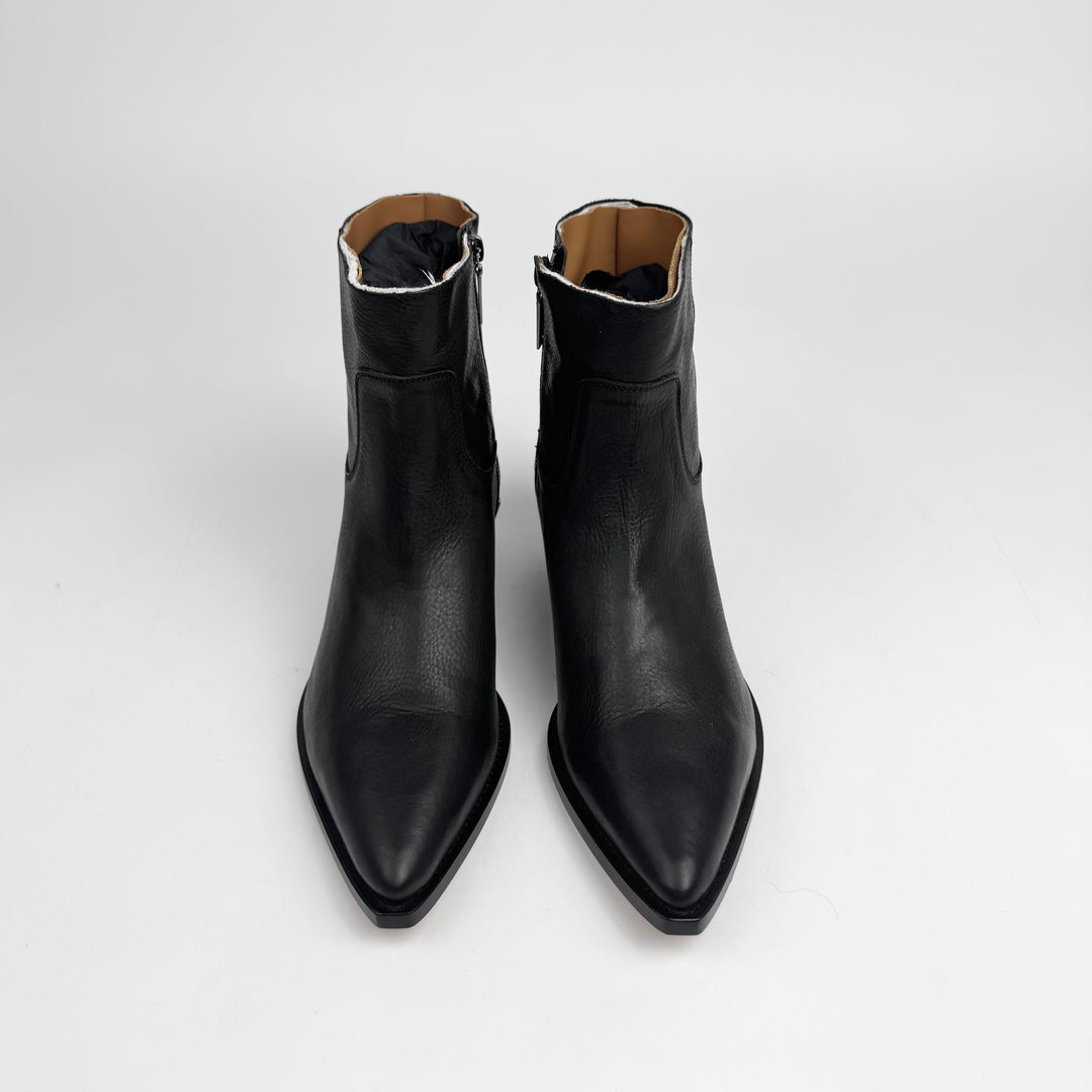 Saint Laurent Black Leather Distressed Shaft Theo 40 Zip Boots