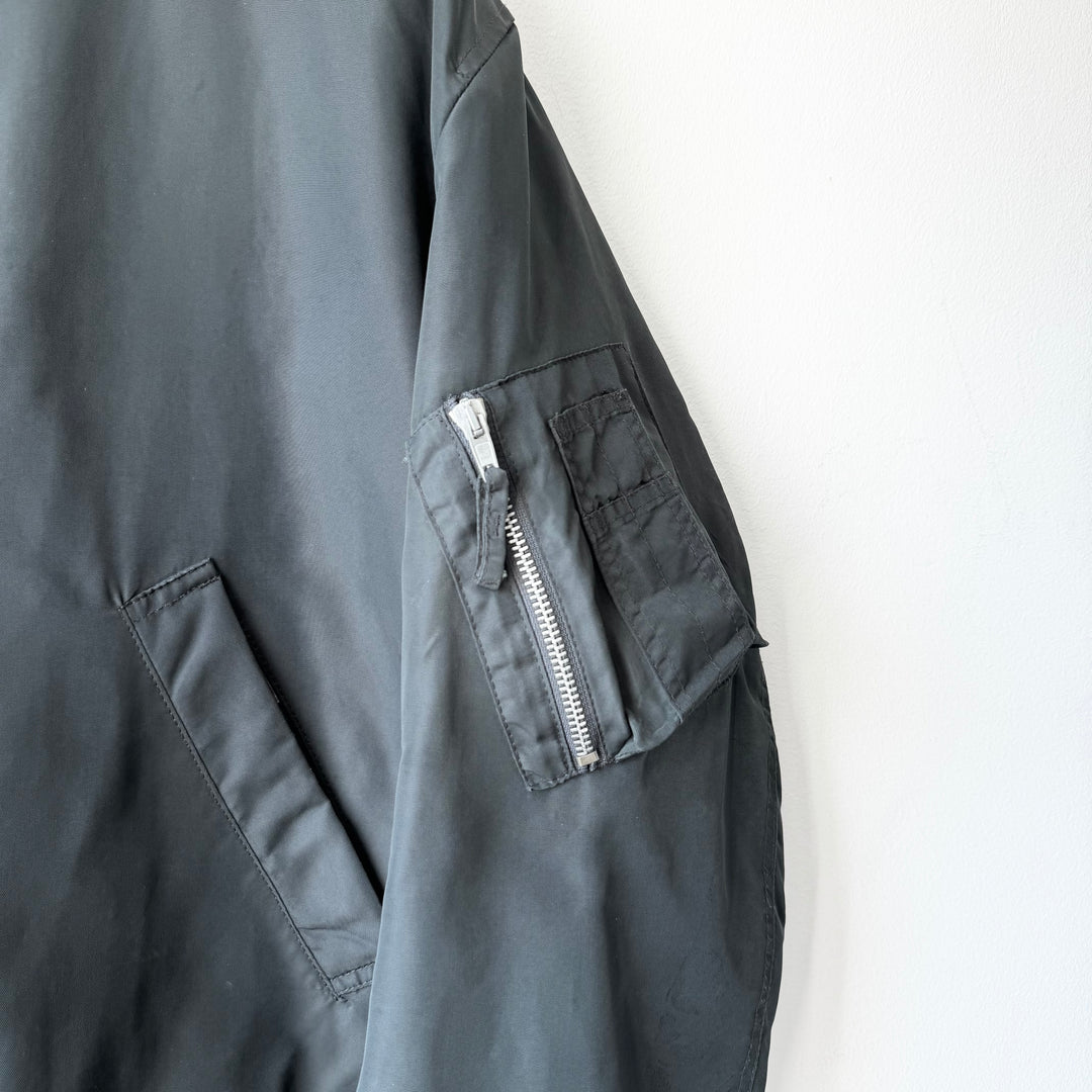 Helmut Lang AW1998 Gray Polyamide MA-1 Flight Bomber Jacket