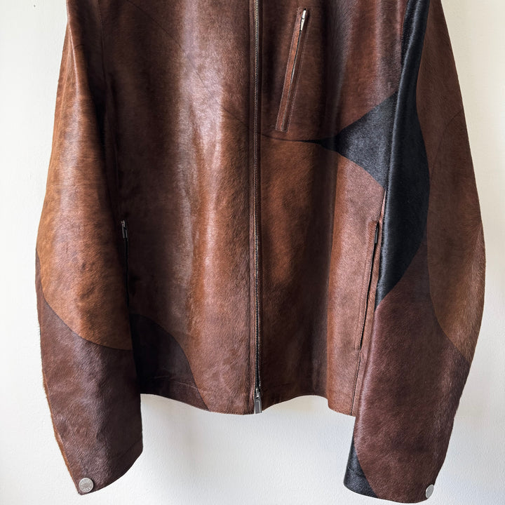 Hermes FW2015 Runway Sample Hair-On-Hide Calf Leather Moto Jacket