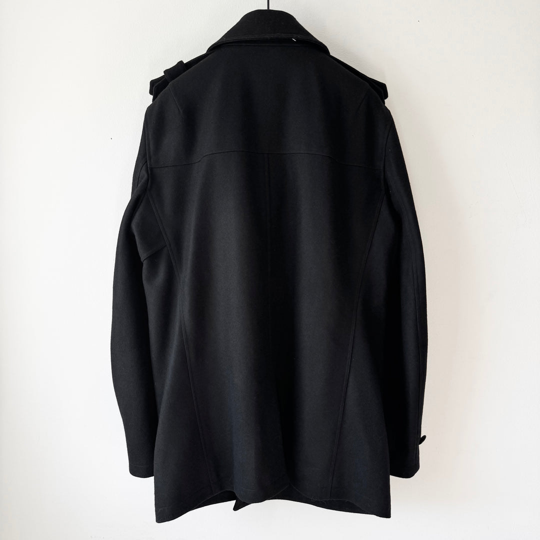 Yves Saint Laurent FW2012 Black Wool Military Double Breasted Short Coat