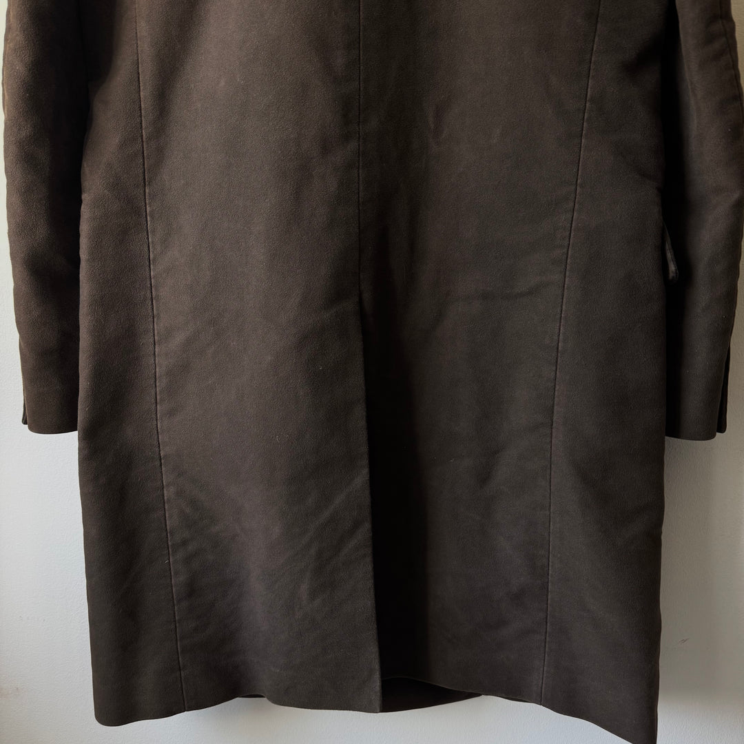 Helmut Lang 1990’s Brown Moleskin Button-Up Overcoat