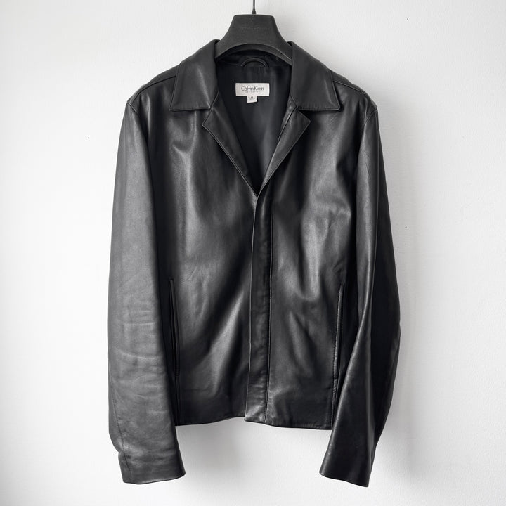 Calvin Klein Collection 2000’s Black Cropped Lamb Leather Jacket
