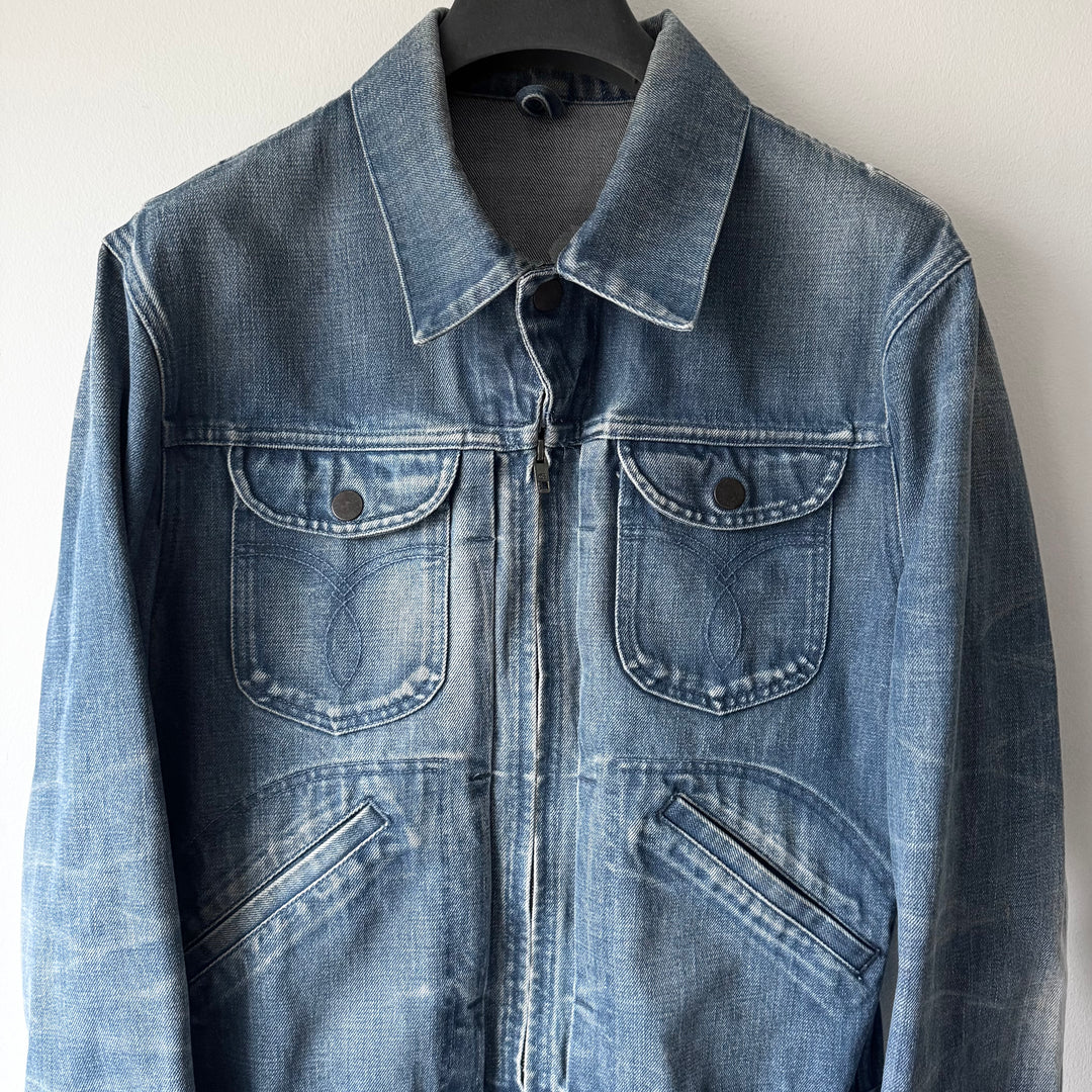 Gucci By Tom Ford SS2004 Cropped Washed Denim Western Moto Jacket