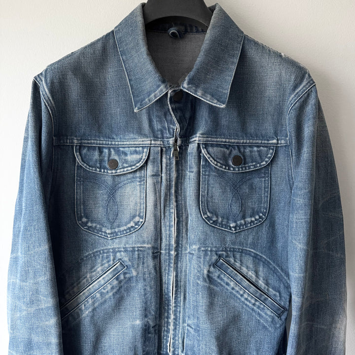 Gucci By Tom Ford SS2004 Cropped Washed Denim Western Moto Jacket