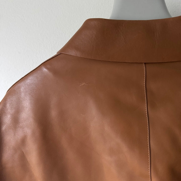 Prada FW2000 Tan Brown Insulated Calf Leather Zip-Up Blouson Jacket