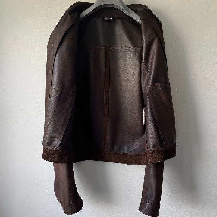 Miu Miu 2000’s Vintage Effect Suede Cropped Leather Blouson