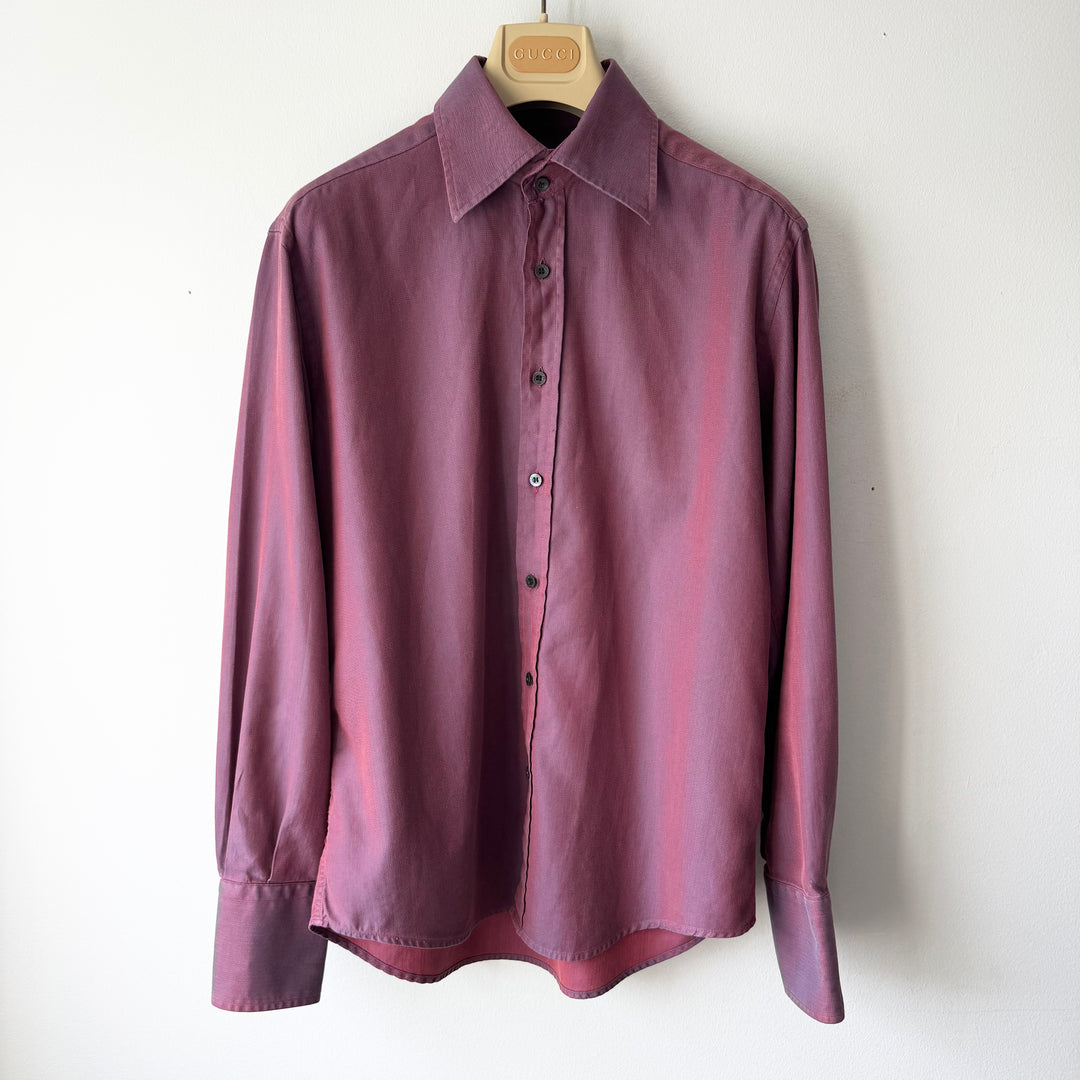 Gucci By Tom Ford SS1998 Iridescent Purple/Red Cotton Button-Up Shirt