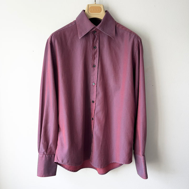 Gucci By Tom Ford SS1998 Iridescent Purple/Red Cotton Button-Up Shirt