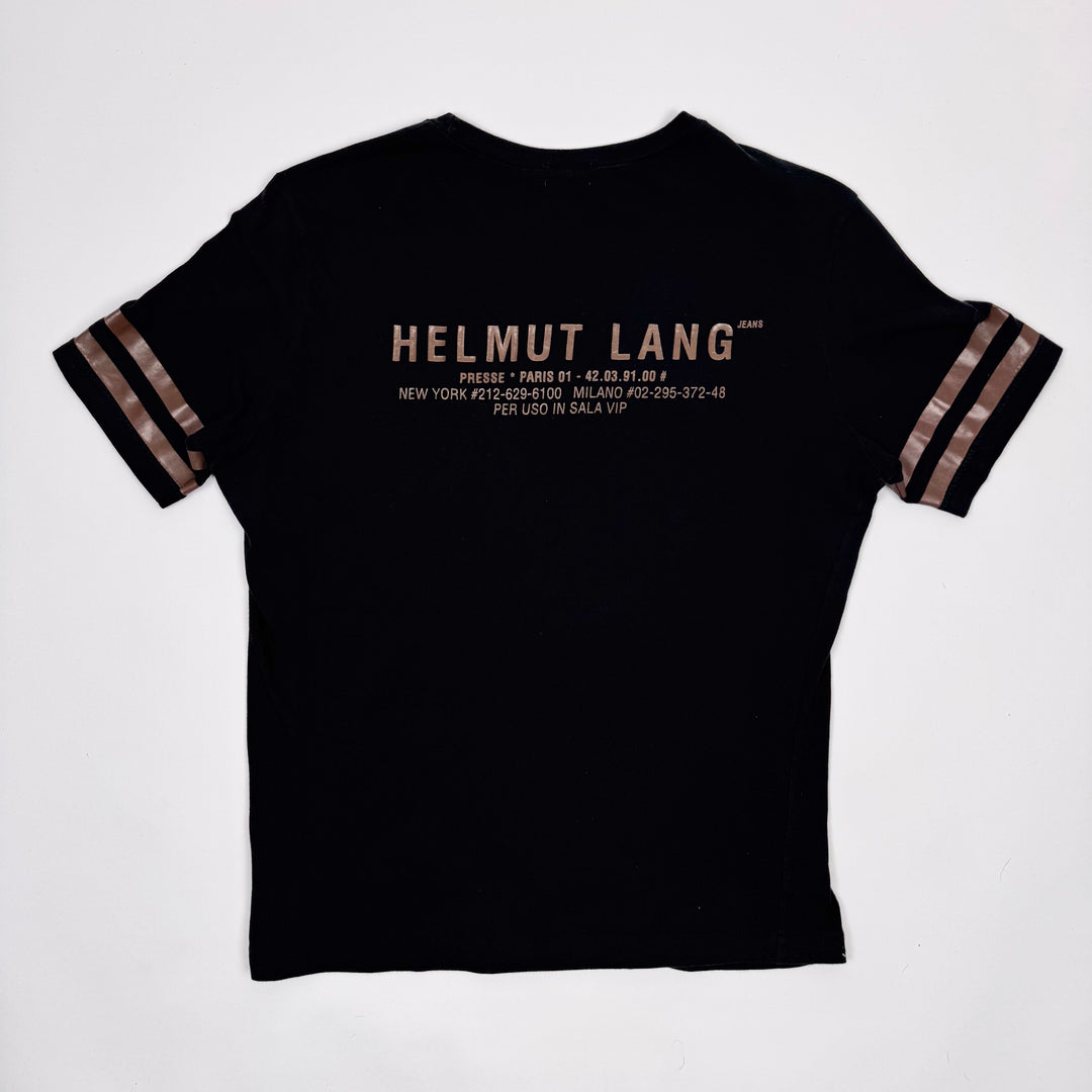 Helmut Lang 1996 Black Logo Print Backstage Press T-Shirt