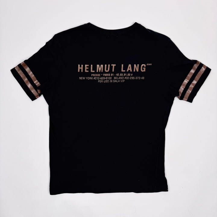 Helmut Lang 1996 Black Logo Print Backstage Press T-Shirt