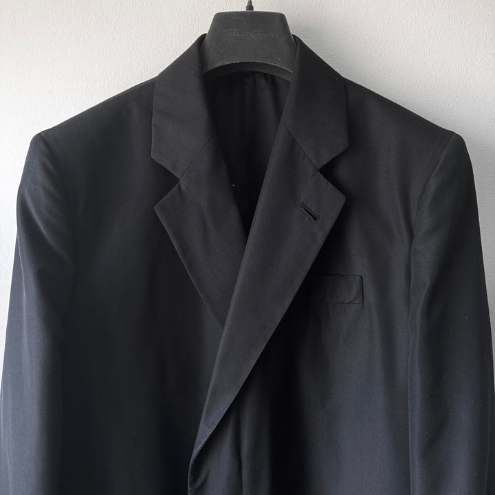 Helmut Lang 1990’s Black Silk Button-up Overcoat