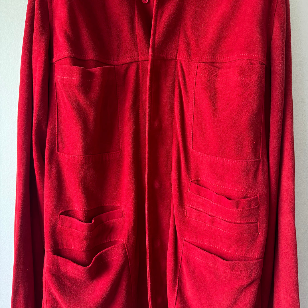 SS2008 Martin Margiela Red Multipocket Deer Suede Leather Overshirt Jacket