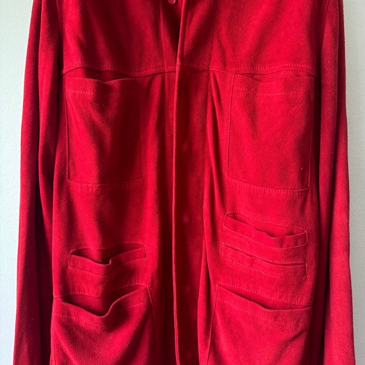 SS2008 Martin Margiela Red Multipocket Deer Suede Leather Overshirt Jacket