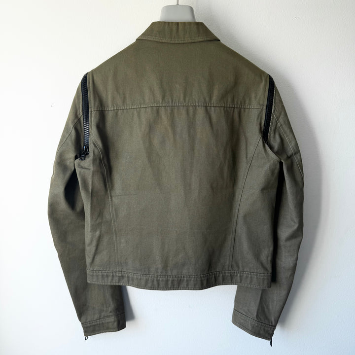 Miu Miu SS2000 Green Cotton Cropped Zip-Up Modular Denim Jacket