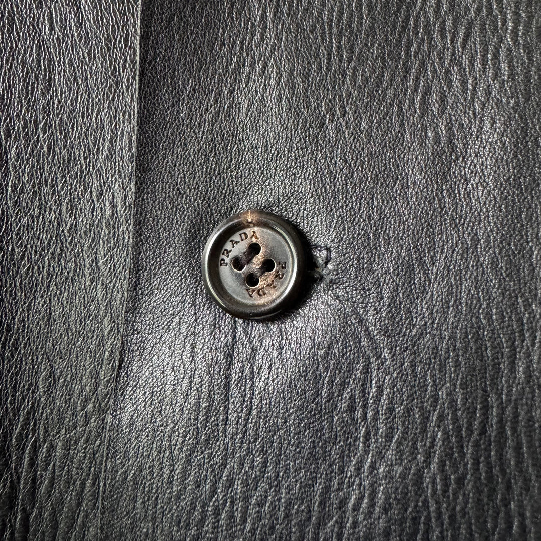 Prada 1990’s Button Up Contrast Leather Jacket