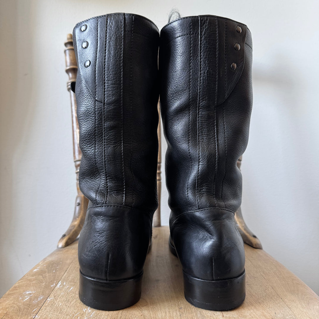 Gucci By Tom Ford 2000's Shearling Biker Leather Boots