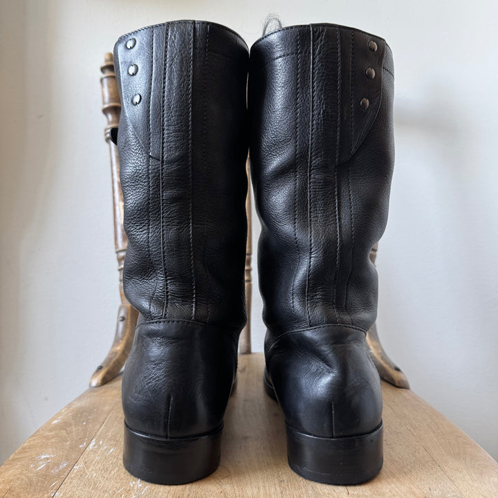 Gucci By Tom Ford 2000's Shearling Biker Leather Boots