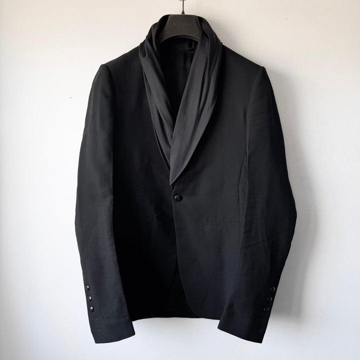 Rick Owens SS2015 Black Wool Silk Shawl Collar Blazer Jacket