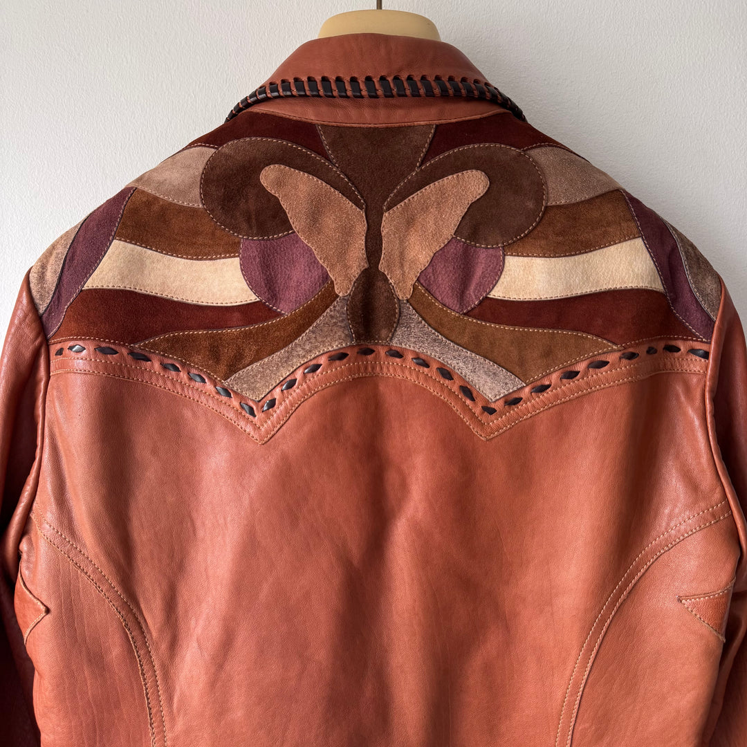 Gucci By Tom Ford SS2004 Brown Butterfly Patchwork Western Leather Jacket