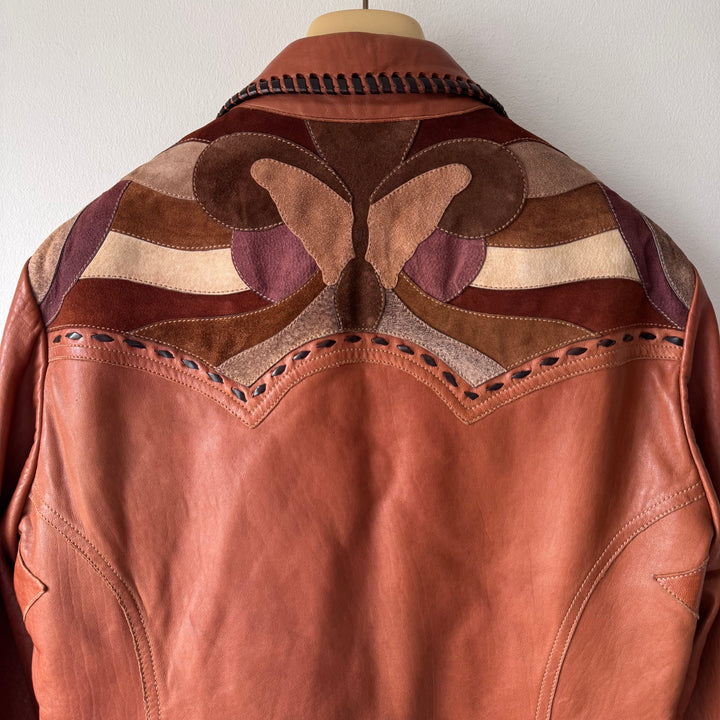 Gucci By Tom Ford SS2004 Brown Butterfly Patchwork Western Leather Jacket
