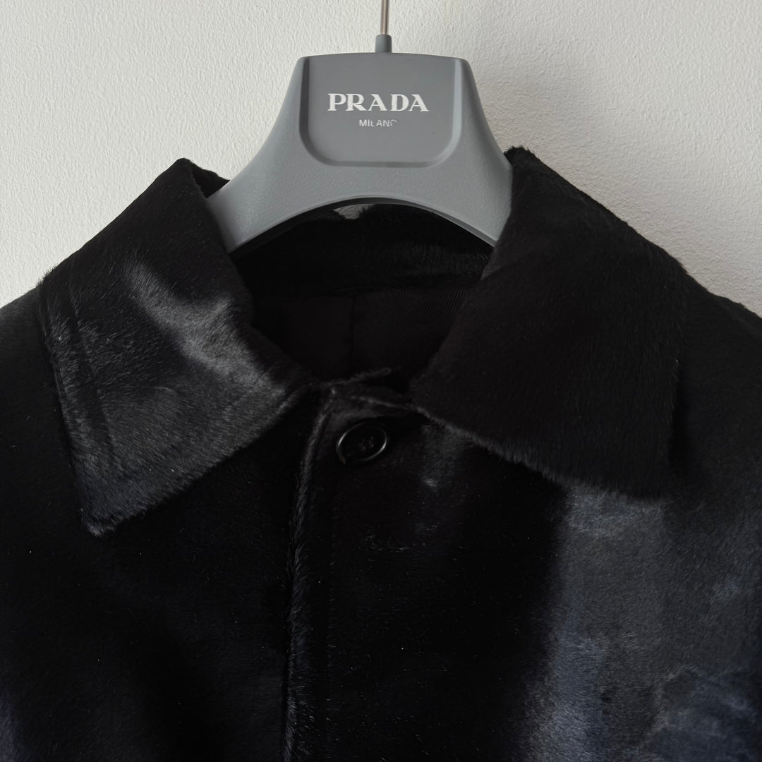 Prada 1990’s Mainline Calf Hair-On-Hide Leather Coat